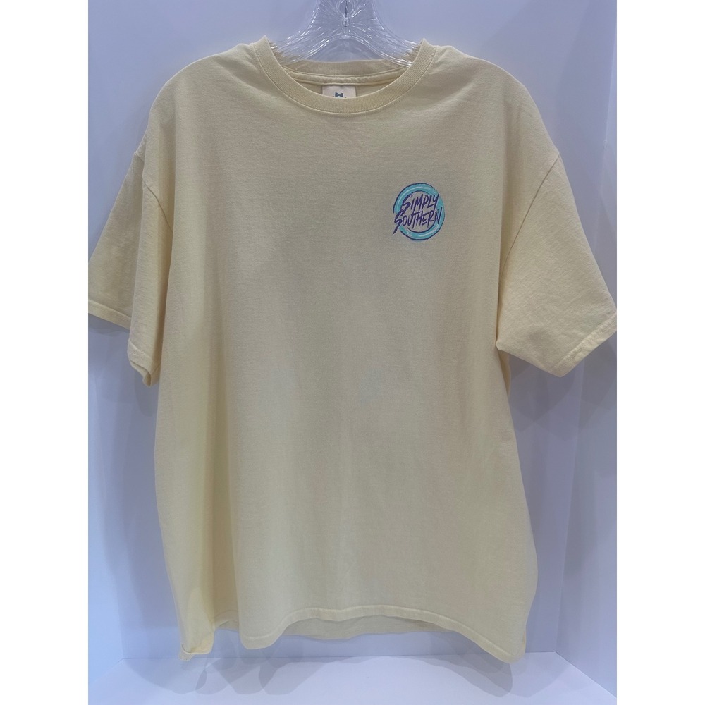 Simply Southern Collection Yellow Palm Tree Graphic T-Shirt Large Mens Womens